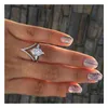 Pierścionki ślubne marka luksusowa biżuteria 925 Sterling Sier Rose Gold wypełnienie okrągłe cięcie białe topaz cZ diamond Women Wedd zaręczyny Pierścień dhrdq