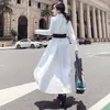 Vestidos casuales Llegada Mujeres Diseño de moda Corto en frente y camisa de espalda larga Vestido 2023 Manga Primavera Otoño Irregular F39