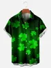 Men's Casual Shirts St. Patrick's Day Shirt Men Women 3D Digital Print Splicing Vintage Style Polyester Plus Size