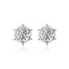 Stud Earrings 925 Sterling Silver Classic Model Snowflake For Women Luxury Flower 50 Points Zirconia