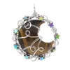 Yowost Pendant Handmade Natural Healing Amethysts Rose Quartz Stone Stars and Moon Circle The Sky Gem Pendant Fashion Jewelry BH022