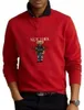 Red Men's Sweatshirt 2023 New Pullover Luxury with QR Code Sweater Men's Jacket Winter Pure Cotton Print Teddy Bear Print Long Sleeve Casual Plus Size Fashion s-2XL