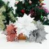 Decoratieve bloemen 20 cm kunstmatige bloemendecoratie glitter poinsettia nep diy hoofd kersthuis bruiloft ornament feestbenodigdheden