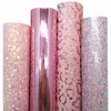 Craft Tools Pink Chunky Glitter Leather Leopard Velvet Fabric Mirror Patent Synthetic Vinyl For Bows DIY 21x29CM Q737 230105