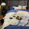 Set di biancheria da letto Set di cotone con stampa in porcellana blu e bianca di lusso Copripiumino in raso ad alta densità Federa per biancheria da letto Tessili per la casa