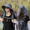 Wide Brim Hats Women Large Sun Hat Bucket Summer Outdoor Fishing Hiking UV Anti Neck Protection Shawl Visor Cap Ladies Bonnet