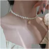 CHOKERS CHIKER GIOKER Lifefontier Acqua dolce Neckace Natural Pearl Necklace Geometric Oval Opal Opal Baroque Chain per donne Gioielli Drop Dhywi