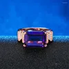 Anneaux de mariage Fashion Rose Big Purple Crystal Femmes Hommes BijouxConvient pour la fête et l'anniversaire