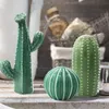 Decorative Objects Figurines Nordic Cactus Ceramic Ornaments Room Decoration Creative Wine Cabinet TV Aesthetic Decor 230106