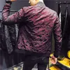 Giubbotti da uomo 2023 Autunno Jacquard BomberJacket Lusso Vino Rosso Nero Giacca da festa Cappotto Marchio di moda Fiore 4XL