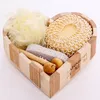 6st-reklam tr￤ hj￤rtformad presentf￶rpackning Badtillbeh￶r Sisal Sponge/ Comb Wood/ Massage Brush/ Spa/ Bath Gift 0107