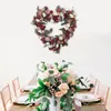 Decorative Flowers Heart-Shaped Rose Wreath Wall Hanging Simulation Knocker Welcome 36cm Garland For Party Yard Home Living Room Ornament