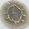 Bracelets à maillons réglables, 5 pièces/lot, Design Cz, bijoux multicolores en zircone cubique, belle chaîne plaquée