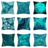 Pillow Case 45x45cm Teal niebieska poduszka geometria