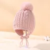 Berets Toddler Infant Boys Girls Winter Skull Cap Fleece Lined Knitted Kids Hat With Earflap Hats Pom-Pom