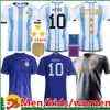 2022 2023 3 Yıldız Arjantin Futbol Formaları 22 23 Messis Dybala di Maria Martinez de Paul Maradona Fernandez Kids Kit Erkek Kadın Futbol Gömlek Hayranları Oyuncu Versiyonu