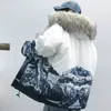 Giacche da uomo M5XL Plus Size Piumino invernale Cappotto addensato Capispalla caldo con cappuccio in pelliccia rimovibile Mountain stampato Uomo 230106