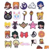  Piezas de zapatos, accesorios, abalorios JIBITZ, venta al por mayor, bonitos zuecos de dibujos animados de Sailor Moon, hebilla de decoración de PVC,  zuecos de goma suave, envío rápido