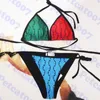 Bikini con stampa di lettere Costume da bagno colorato Costume da bagno estivo Costume da bagno classico con spalline per donna