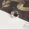 Klusterringar tungt geometriskt fyrkant 925 sterling silver kvinnor lovar band fri storlek mikro aspalterat svart zirkon engagemang bröllop