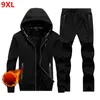 Men's Tracksuits Superior Quality Winter Large Size Sweater Suit Male Hooded Fleece With Thickened Kid Big Yards Adolescent Set Men