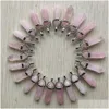 Charms Pink Crystal Rose Quartz Hexagonal Prism Healing Reiki Point Pendants For Jewelry Making Drop Leverans Finds Components DHLI9