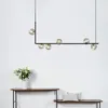 Kroonluchters Noordse glazen hanglamp Minimalistisch lichtontwerper Long G9 Black en Gold Restaurant Keuken Hanglichten