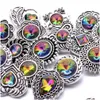 Charms Colorf Rainbow Crystal Vintage Sier Color Snap Button Женщины выводы ювелирных украшений Ярко -кафат. 18 мм металлические кнопки снимков Diy b dhxp8