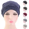 Basker kvinnor huvudbonad mjuk turban natt sömn cap unisex män beanie motorhuv huvudduk baggy cancer kemo hattar elastiskt band satin foder