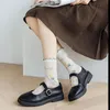 Kadın çorap çorap kolej tarzı tatlı kızlar fırfırlı moda yaz kadını long içi örgü ince harajuku retro mürettebat