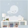 Stickers Muraux Lune Étoiles Décalque Nuage Pépinière Pour Enfants Chambre Autocollant Filles Décoratif Vinyle Bébés T180838 Drop Delivery Home Garden Dhkjd