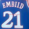 Maglie da basket cucite NCAA Kansas Jay College Joel 21 Embiid Vintage Paul 34 Pierce Jersey Camicie blu S-2XL