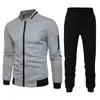 Jogging Clothing Men's Sets Fall/winter Warm Outwear Stand-up Collar Solid Color Plaid Zipper Sweater Baseball Uniform Jackets Sports Suit