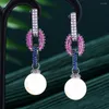 Boucles d'oreilles pendantes GODKI luxe croisé cercle Micro cubique zircone pavé femmes mariage nuptiale fête fiançailles bijoux cadeau