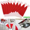 Kerstversiering 10 Stks/set Hoed Bestek Zak Snoep Gift Bags Leuke Pocket Vork Cutter Houder Tafel Diner Decoratie SP99