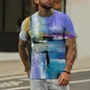 Męskie koszule T Summer Casual T-shirt moda streetwear 3D nadrukowane krótkie topy okrągłe szyję graficzna bluzka męska