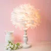 Table Lamps Modern Pink White Feathers Lamp Bedroom Bedside El Boutique Home Desk Light Creative Fashion LED ZA82110