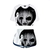 Dames S tweedelige broek Japanse anime Junji Ito Summer Soft Shorts en T Shirts Fashion Women Sets Harajuku Print Crop Top Tracksuit Cloths 230106