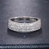 Wedding Rings CAOSHI Fashion Dazzling 3 Row Paved Stones Finger For Women Luxury Engagement Party Jewelry Accessories