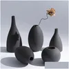 Vases Bleu noir gris 3 couleurs européen moderne Vases en céramique givrée/réceptacle de fleur Vase de table/ornements pour la maison ameublement goutte Dhaim