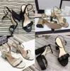 Designer Luxury Leather Sandal Women Designer High Heels With Double Gold-toned Lady Summer Sexy Shoes Mid-heel 7.5-10.5cm Patent Thrill Heels NO21