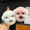 Keychains Cute Plush Real Rex Fur Little White Dog Pendant Keychain Kids Bag Ornaments Women Car Keyring Trinkets Birthday Gifts