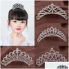 Haarschmuck Hochzeit Kristall Krone Kamm Perlenstäbe Prom Stirnband Kinder Party Events Klare Strass Tiaras Splitter Schmuck Chri DH5OW