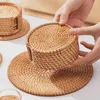 Tovagliette LuanQI 1PC Rattan Tovaglietta Pad Sottobicchieri Tazza da cucina Tovagliette rotonde Isolamento resistente alle alte temperature