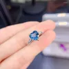 Küme halkaları kjjeaxcmy ince mücevher 925 Gümüş kakma doğal mavi topaz trendy kız değerli kız taş ring destek testi Çin tarzı