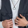 Японское трендовое ретро-кольцо из кости, кожаное ожерелье из веревки, простая универсальная цепочка для свитера, сетка, красная титановая сталь, ювелирные изделия в стиле хип-хоп