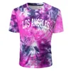 T-shirts pour hommes Hommes d'été Sports décontractés Confortable Tie Dye Lettrage Col rond Chemise Tops Grands hommes à manches longues RunningMen's