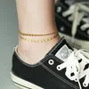 Anklets 2pcs/set 3mm anklet 스테인리스 스틸 링크 체인 로프 피가로 남성을위한 피가로 연석 여름 매일 착용 보석 선물 kam01a