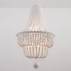 Lampy wiszące duże/biały/drewniane żyrandolak z koraliki światło nowoczesne/nordyckie/kuchnia/francuskie oświetlenie w korytarzu/salonie/foyer WF
