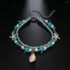 Anklets Bohemian Multiple Layers Starfish Shell For Women Vintage Boho Beads Chain Anklet Bracelet Beach Jewelry